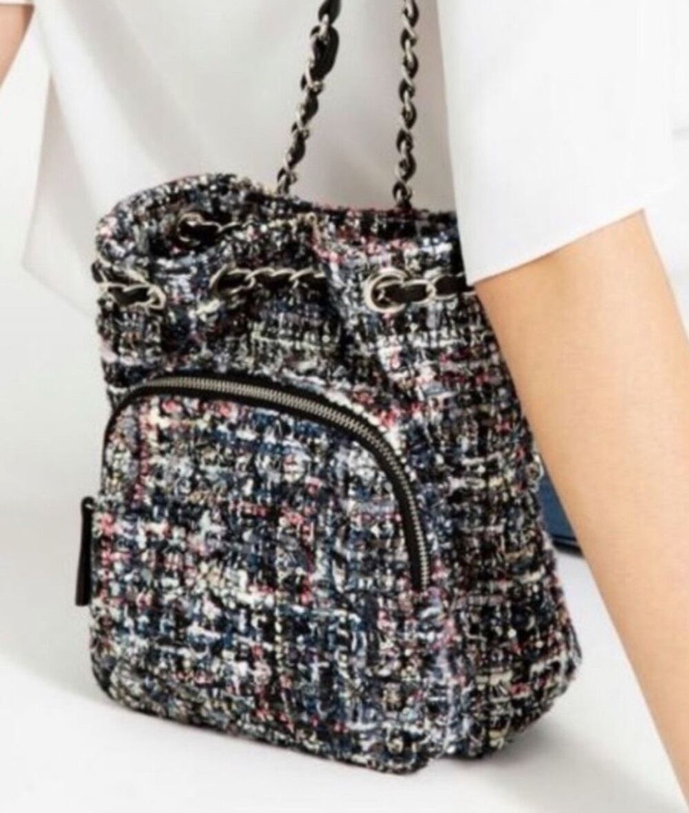 Zara Tweed Mini Rucksak Bag